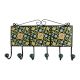 Green Floral Ceramic Tiles Hooks-475 (Set Of Ine Piece)